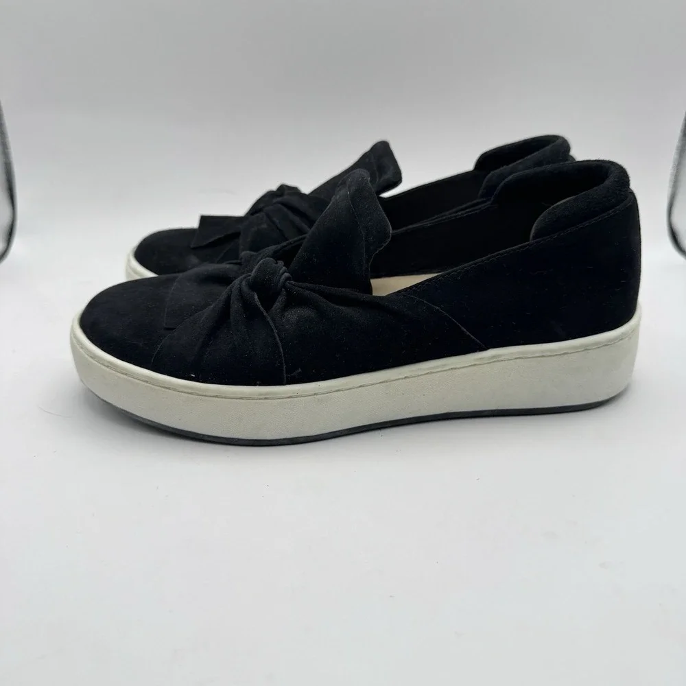 DONALD J. PLINER CELET RUCHING BLACK SUEDE SNEAKERS SHOES WOMENS SZ 7.5M